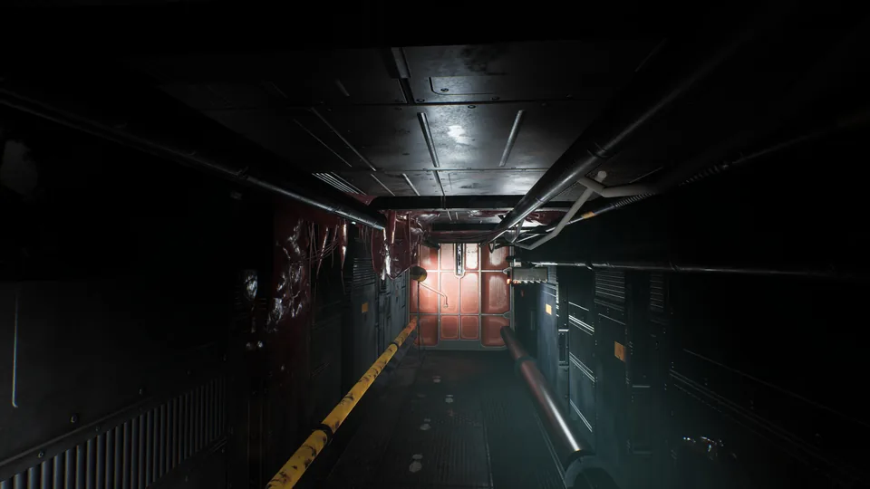 A flashlight on a tissue curtain in the Memory Archive crawlway