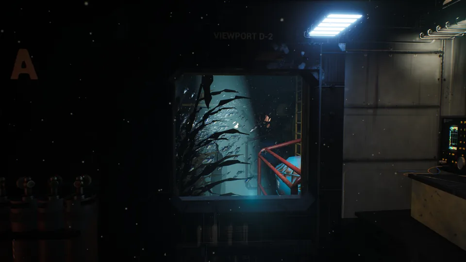 Dock viewport D-2, looking out onto the kelp