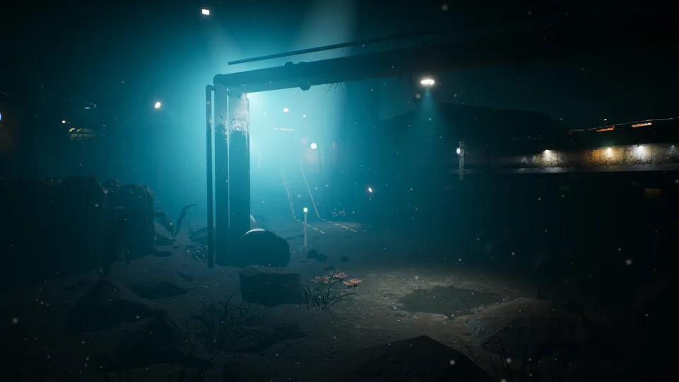Station lights through the murk on seabed crossing X1