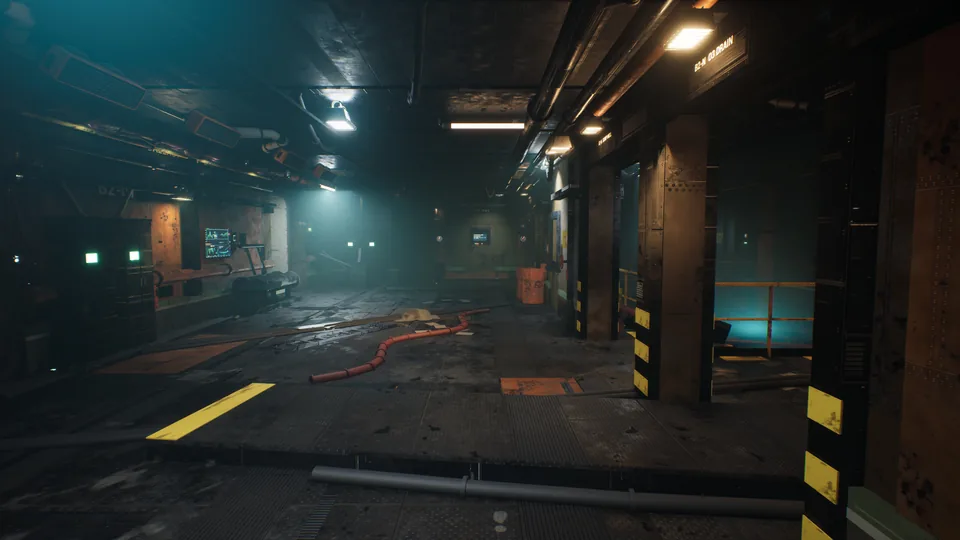 A flooded sump corridor in the Pumpworks